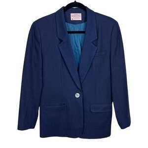Pendleton Vintage Petite 100% Virgin Wool Made in USA Single Button Lined Blazer